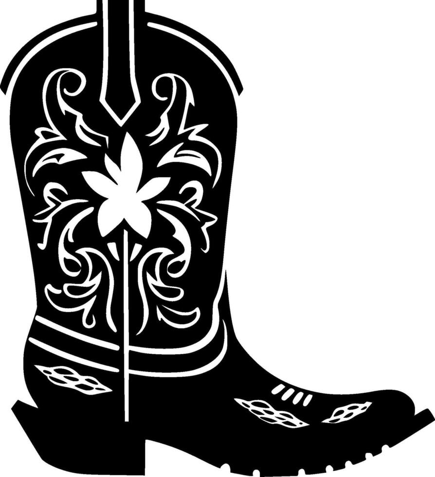 Cowboy Boot - Black and White Isolated Icon - illustration vector