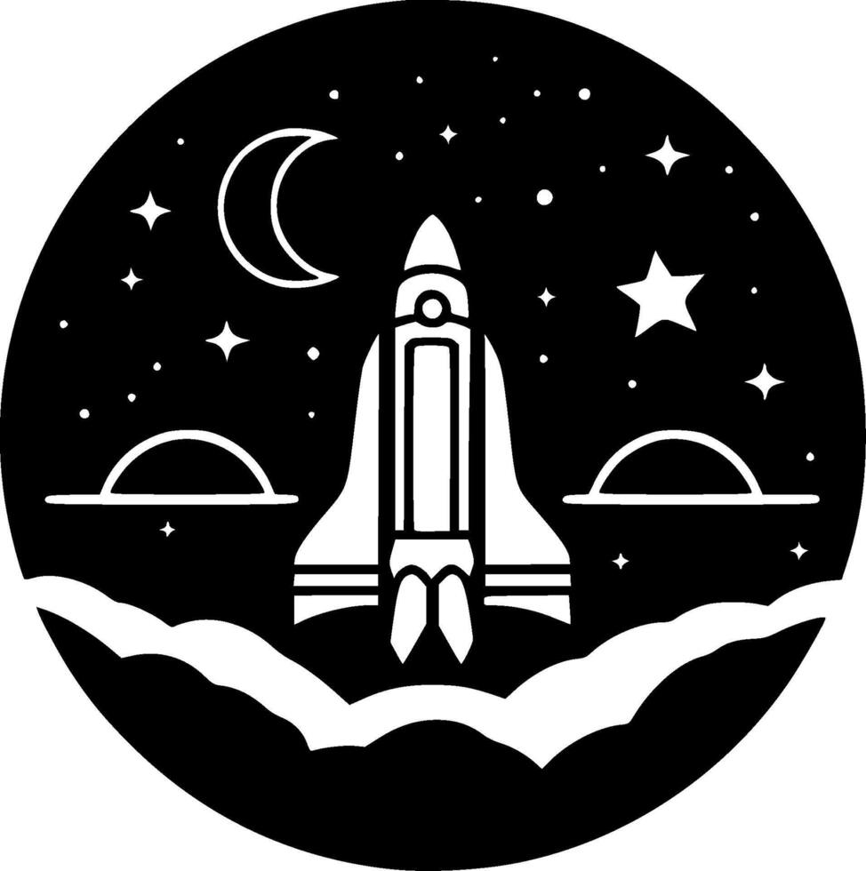 espacio - negro y blanco aislado icono - ilustración vector