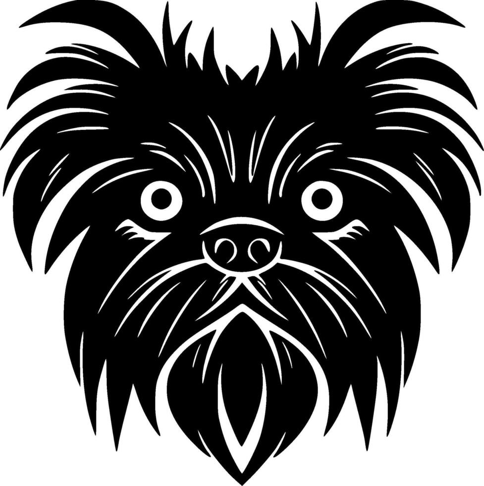 affenpinscher - negro y blanco aislado icono - ilustración vector