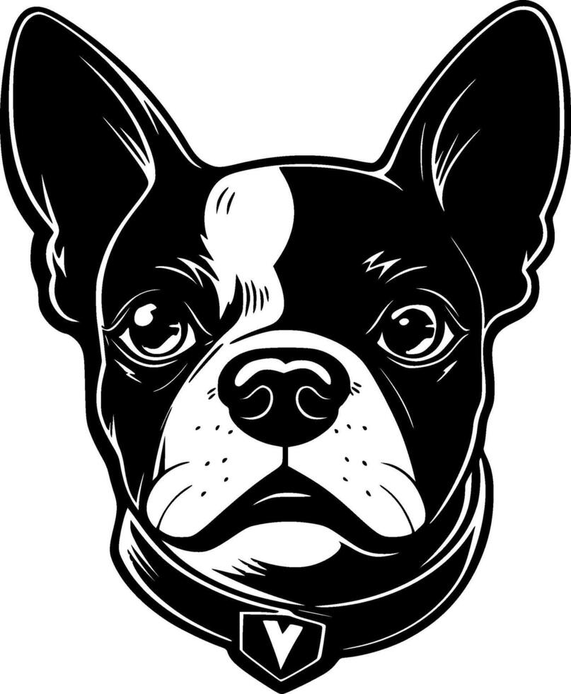 bostón terrier - minimalista y plano logo - ilustración vector