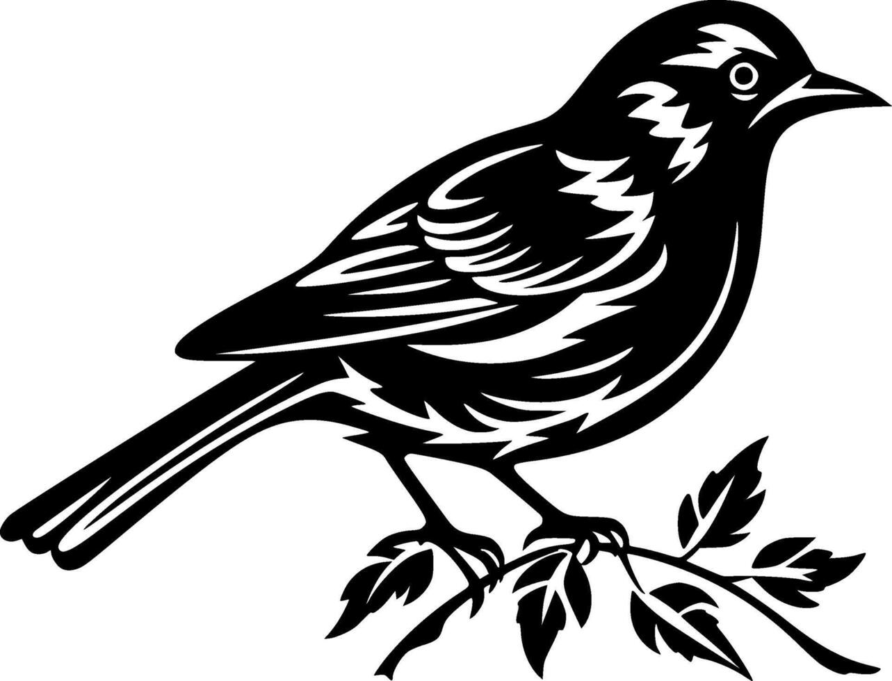 Sparrow - Black and White Isolated Icon - illustration vector