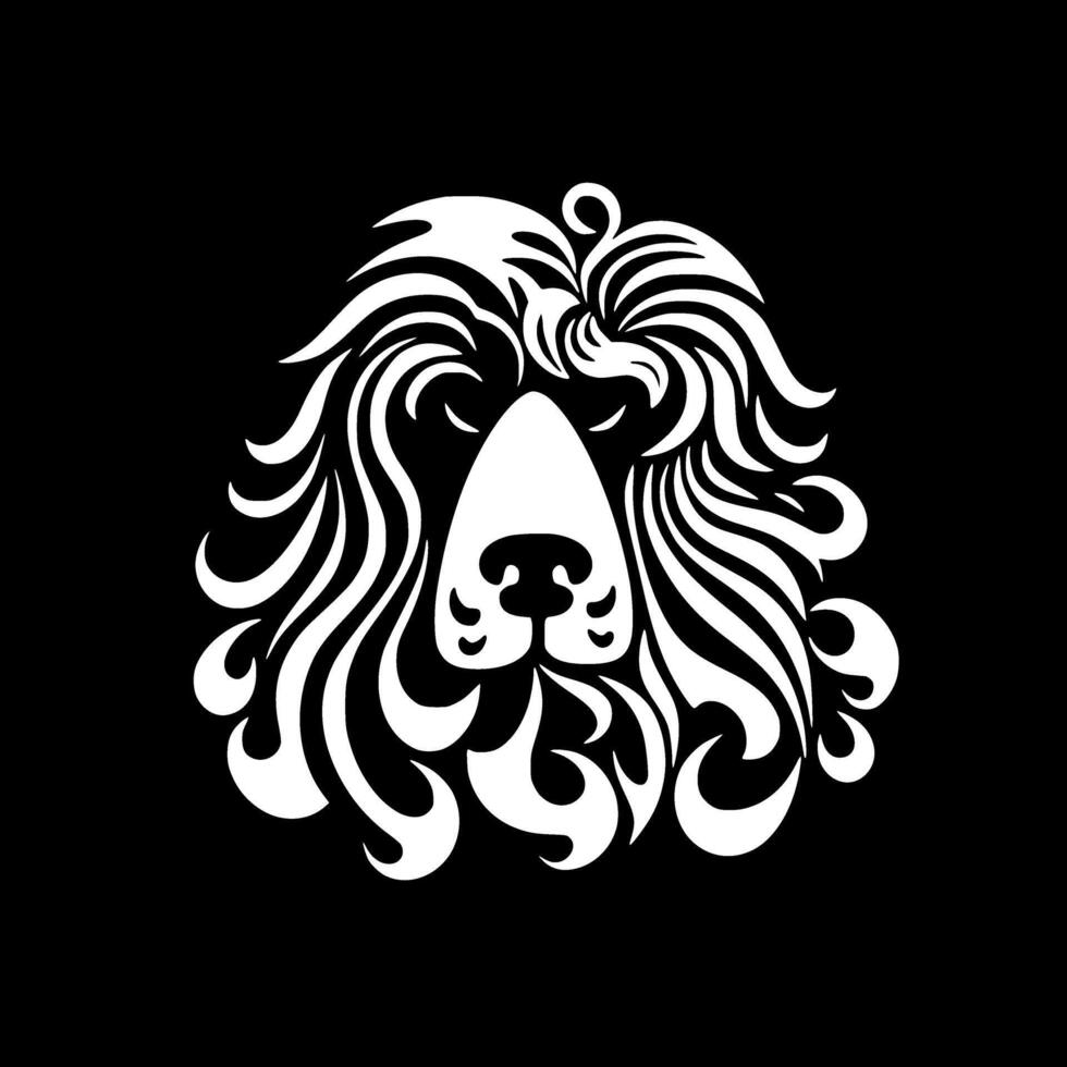 Poodle Dog, Black and White illustration vector