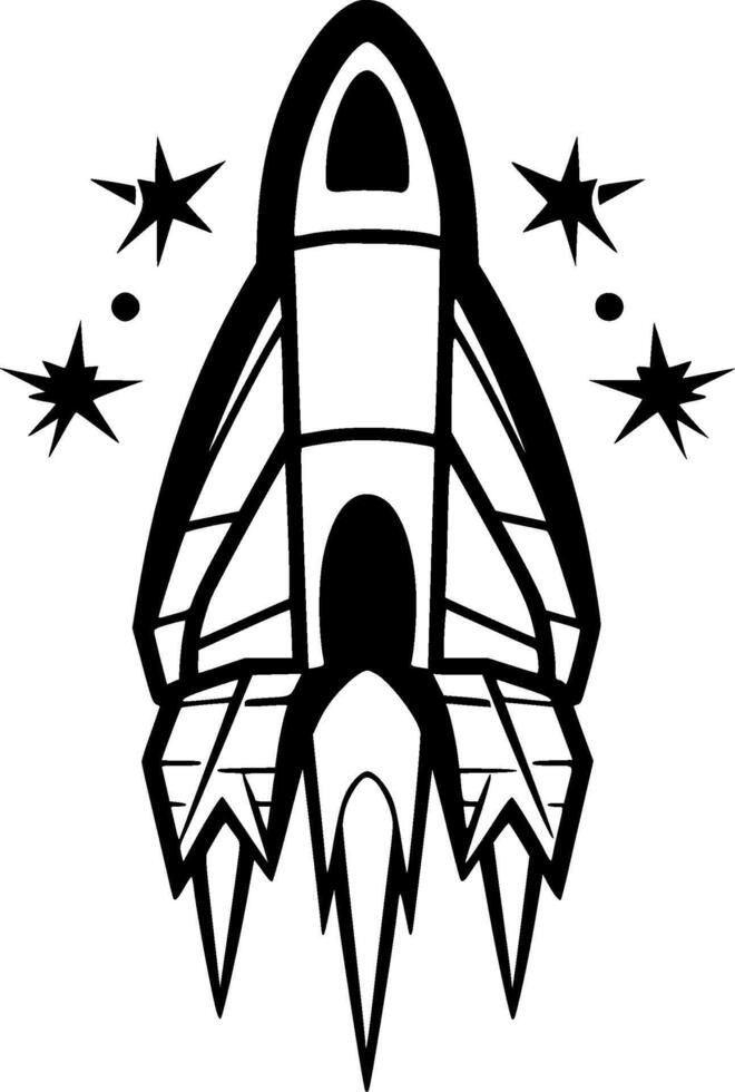 Rocket - Black and White Isolated Icon - illustration vector