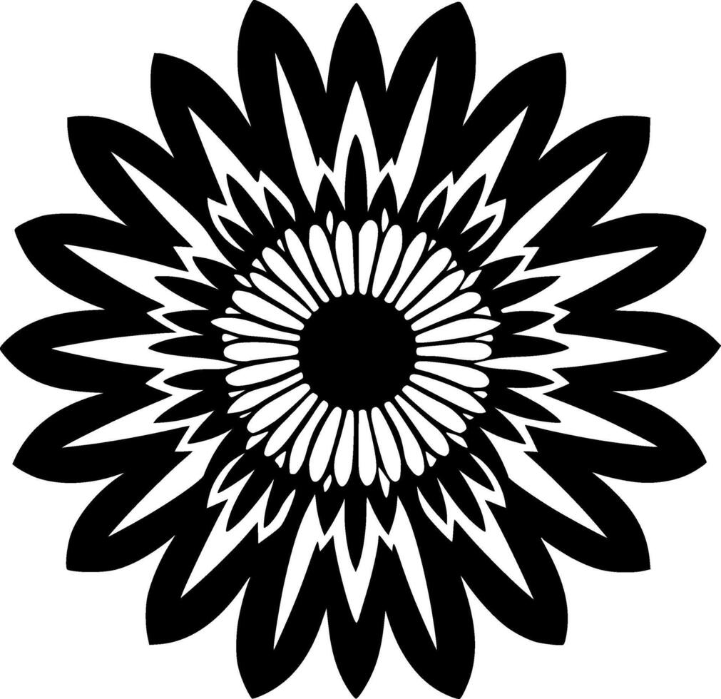 Sunflower - Black and White Isolated Icon - illustration vector