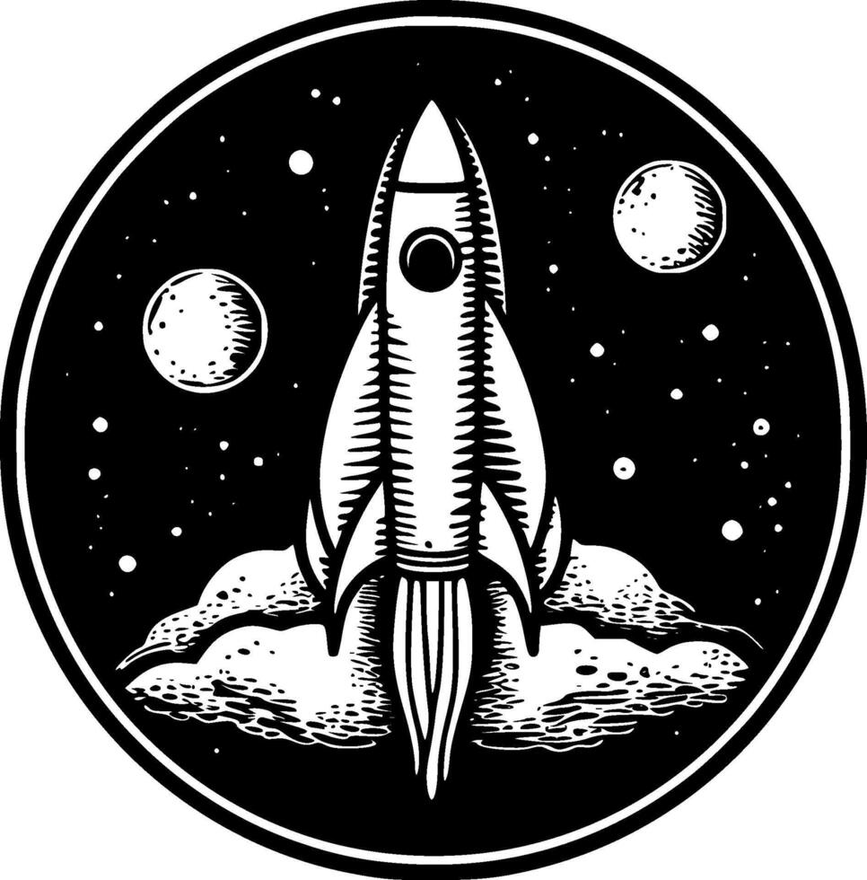 Space - Black and White Isolated Icon - illustration vector