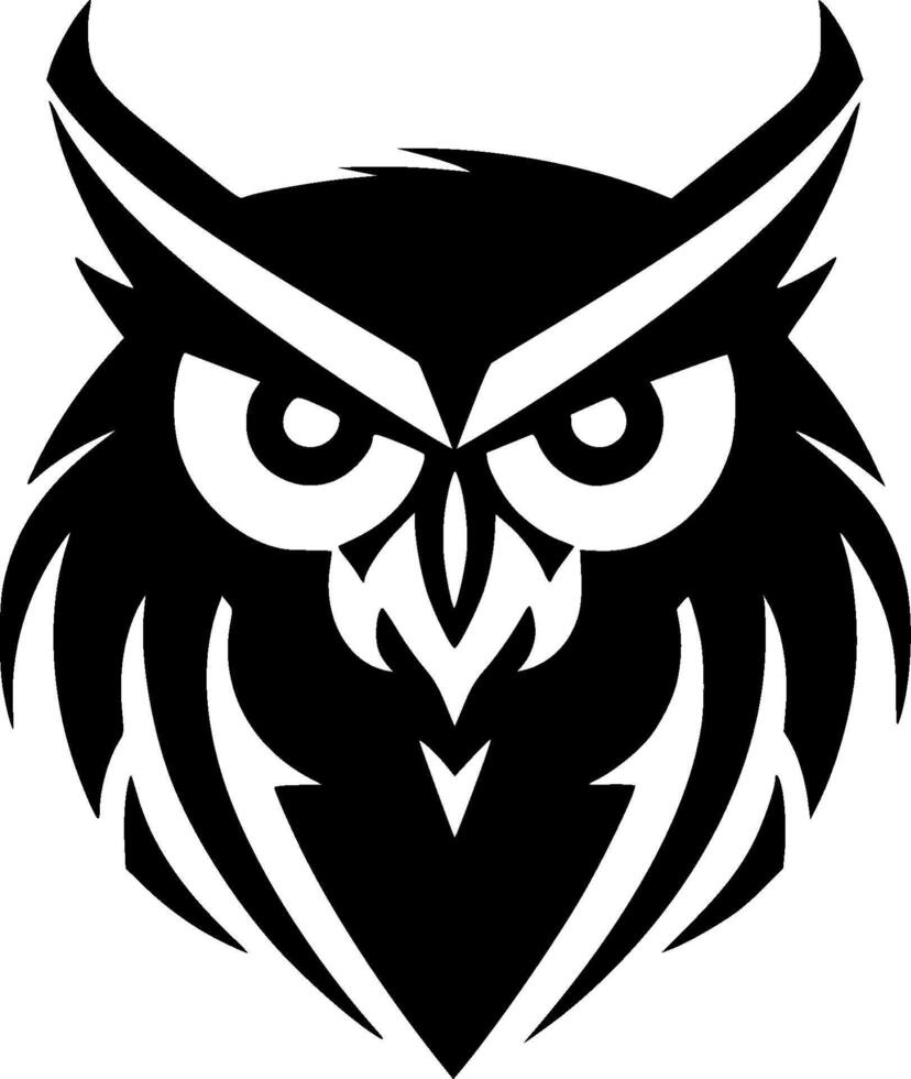 Owl - Black and White Isolated Icon - illustration vector