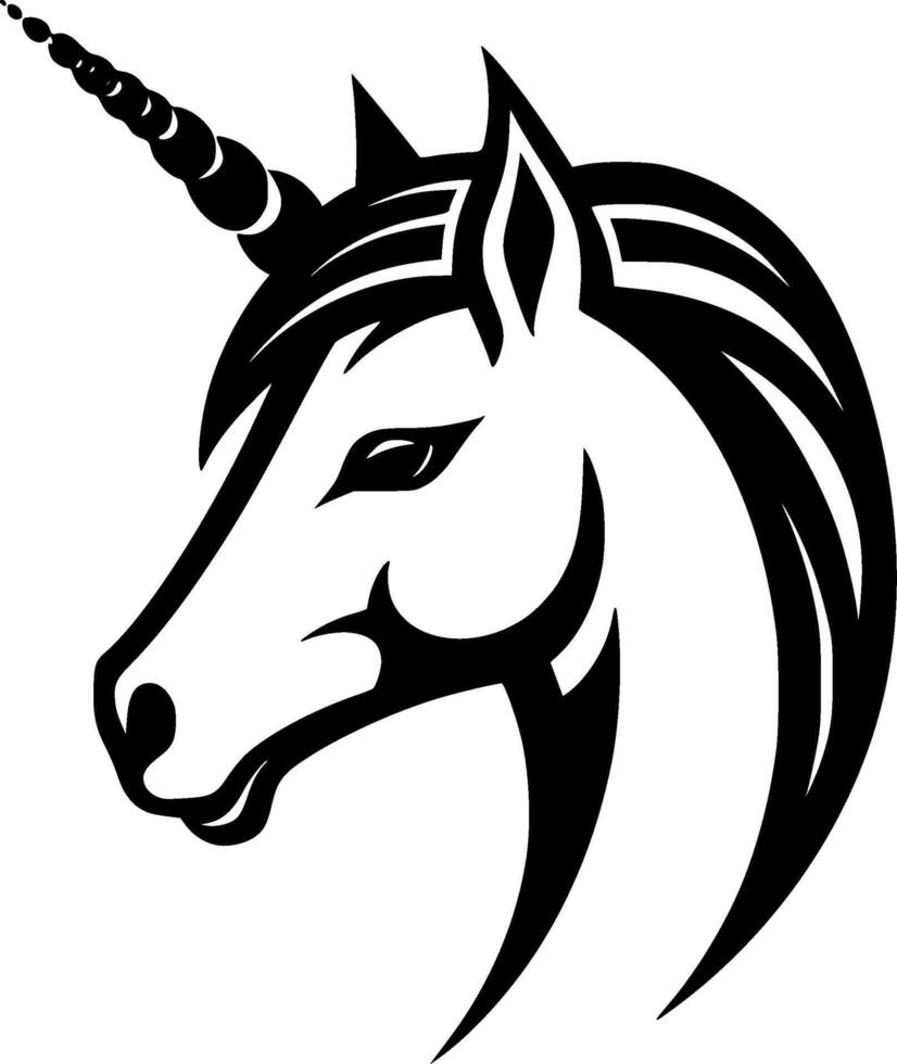Unicorn, Black and White illustration vector