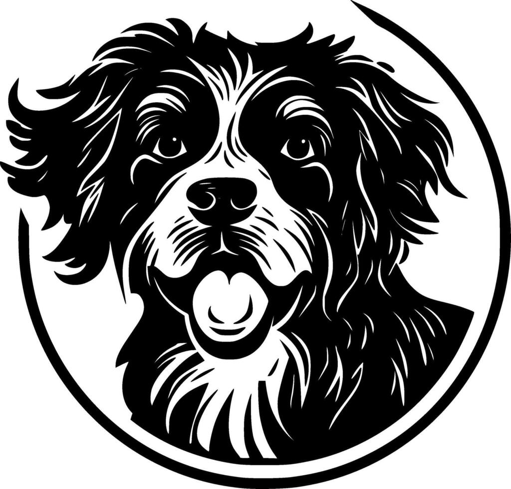 terrier - negro y blanco aislado icono - ilustración vector