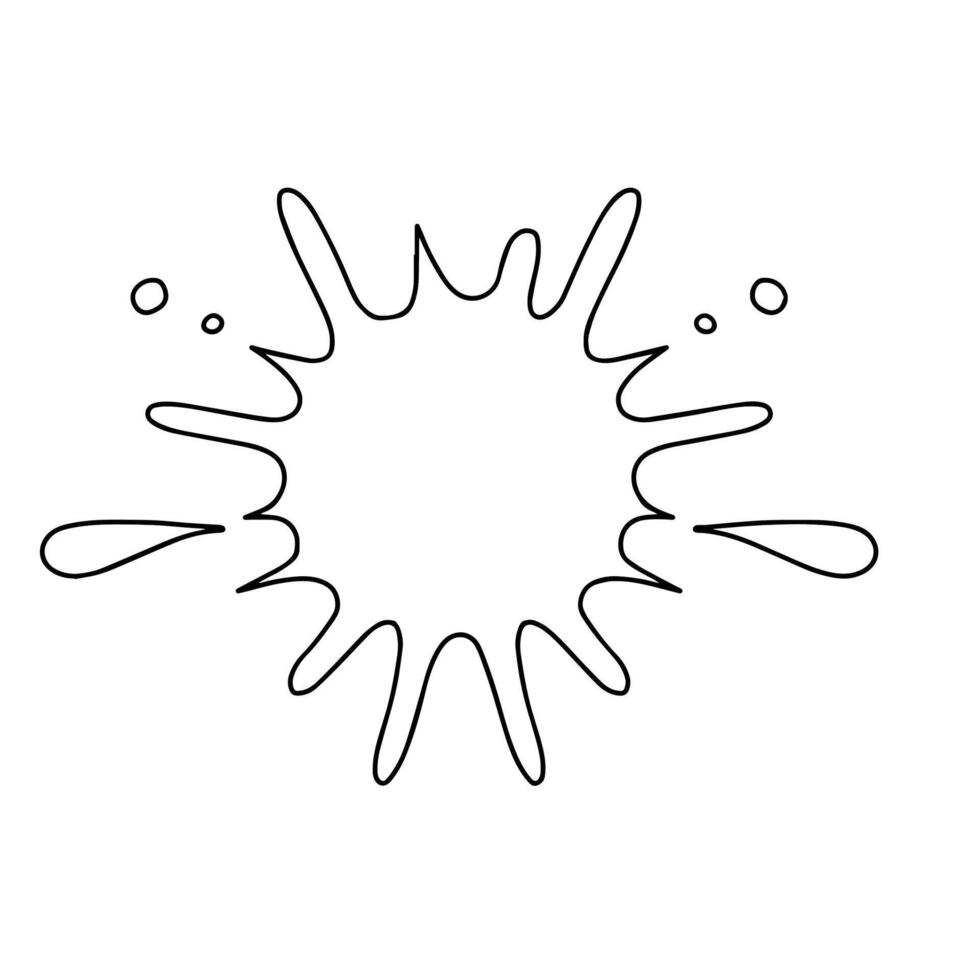 water splash doodle outline drawing. simple Black line. vector