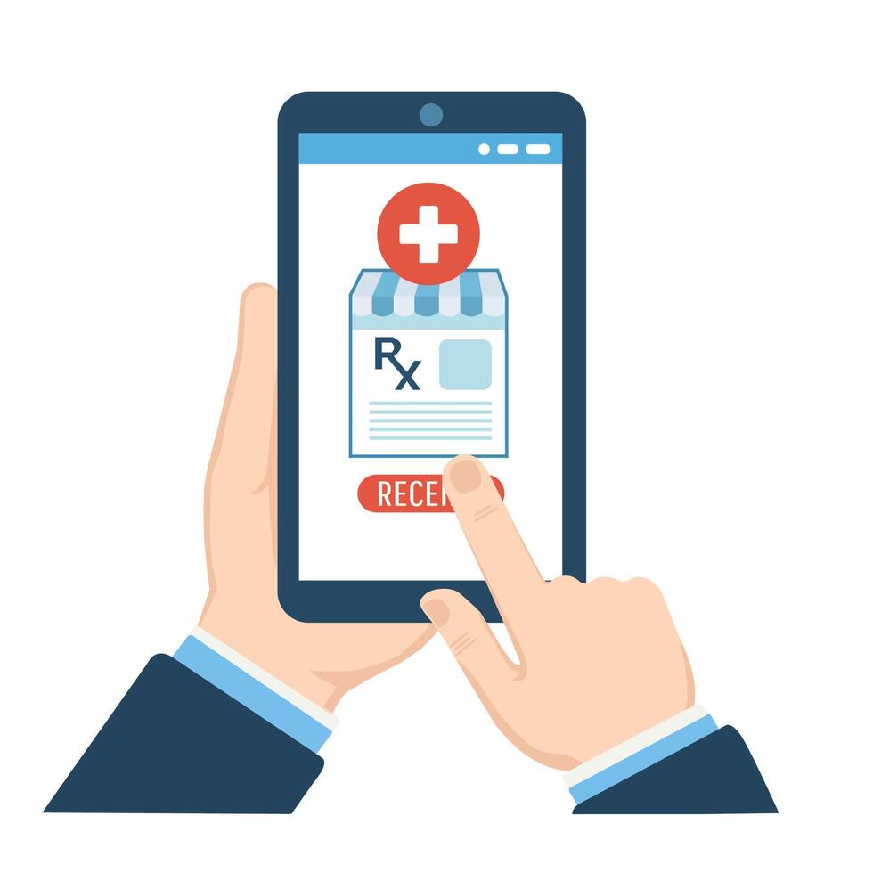 hand holding smartphone with telemedicine apps vector