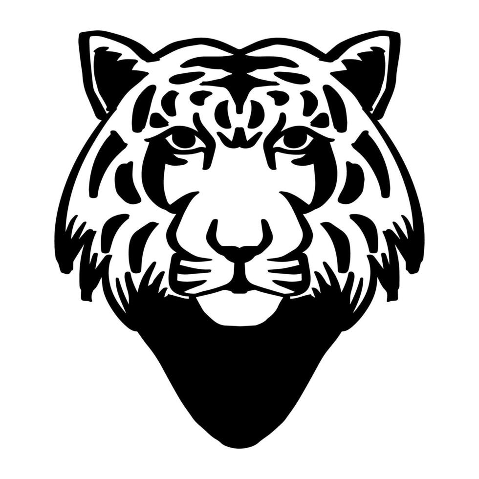 Tigre cabeza. mano dibujo. vector