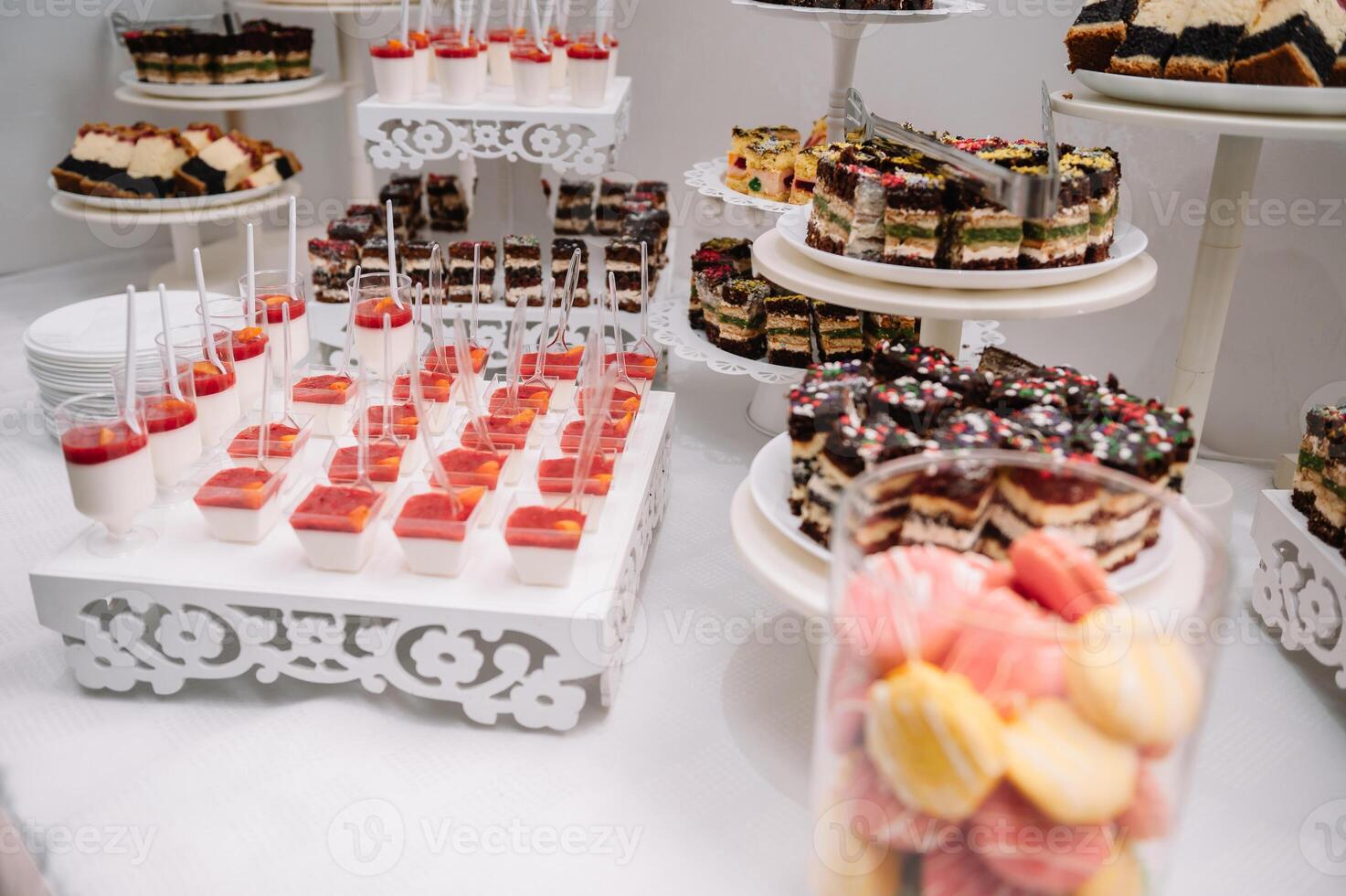 Delicious sweets on candy buffet. Candy bar photo