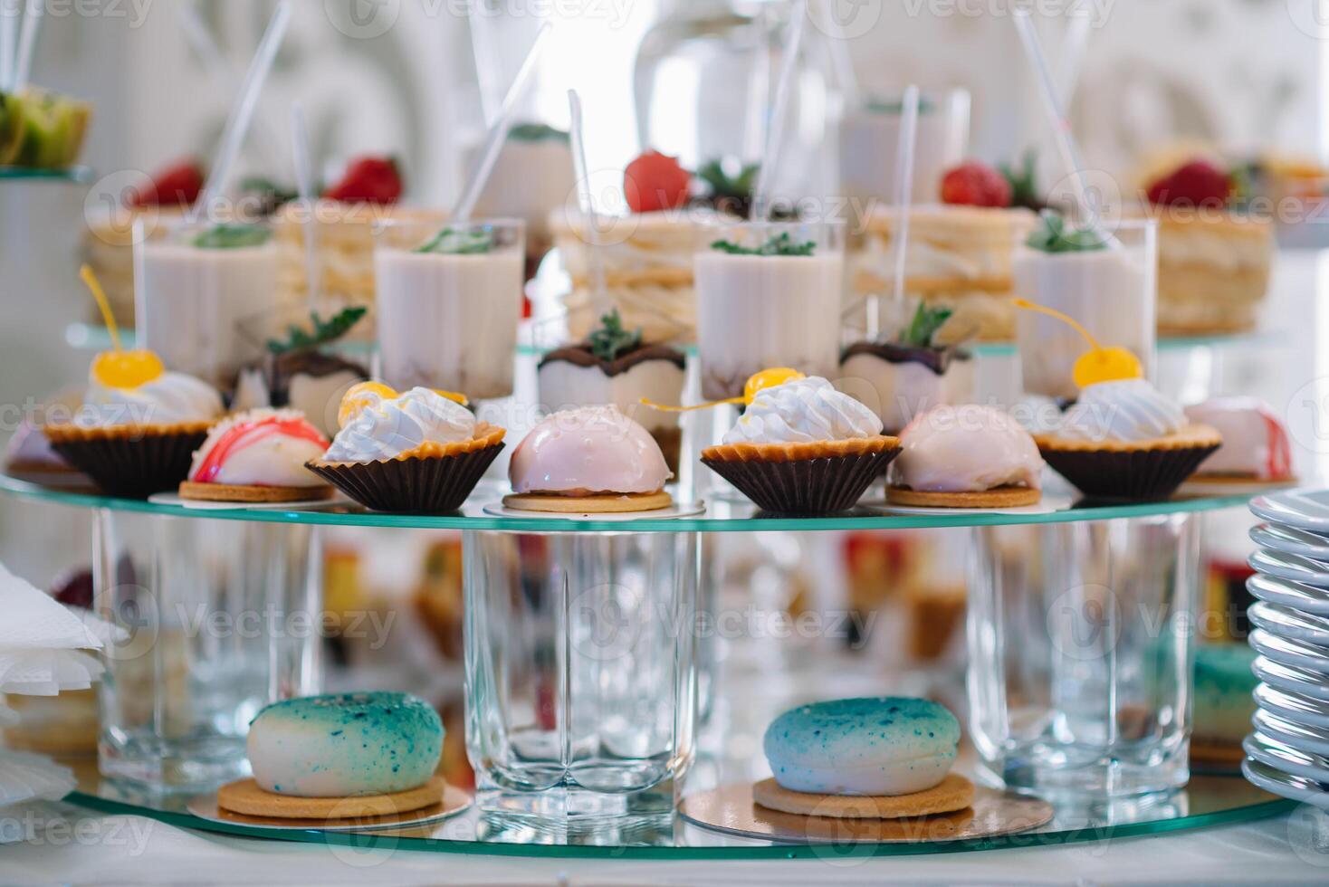 Delicious sweets on candy buffet. Candy bar. photo