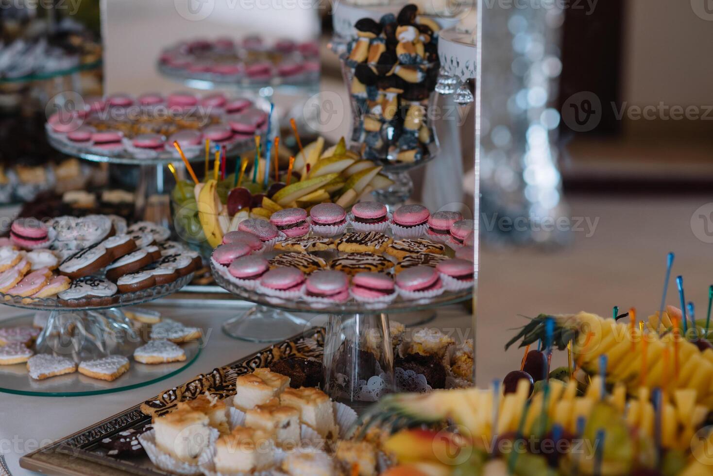 Delicious sweets on candy buffet. Candy bar. photo