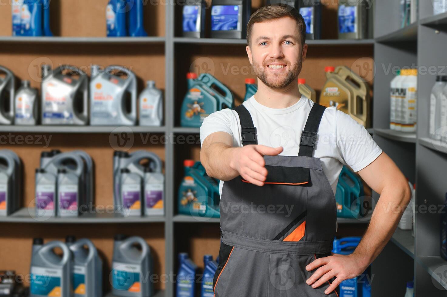 Smiling Salesman Auto Parts Store photo
