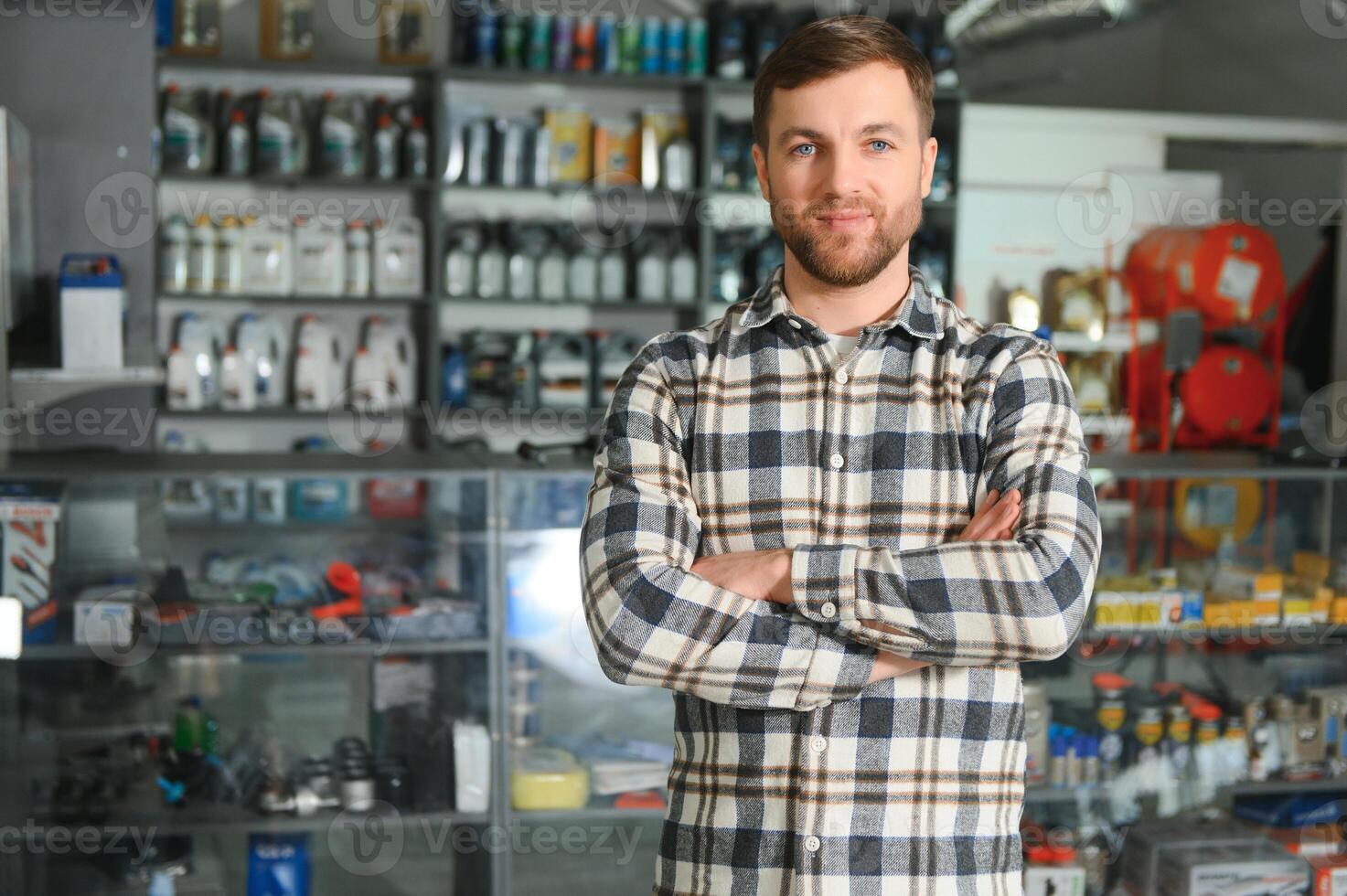 Smiling Salesman Auto Parts Store photo