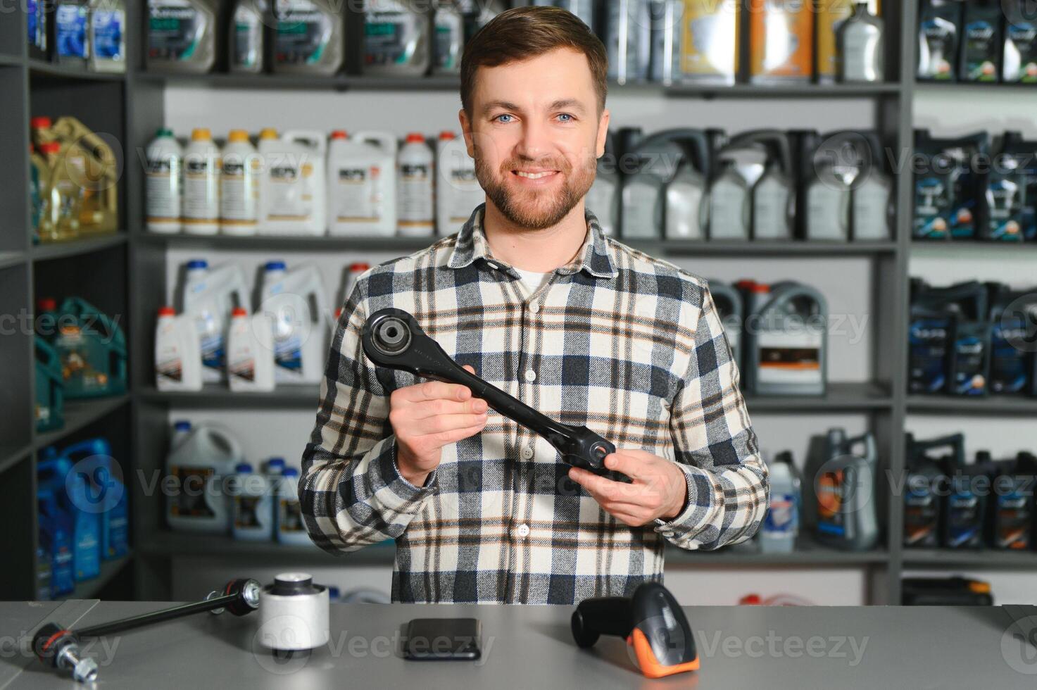 Smiling Salesman Auto Parts Store photo