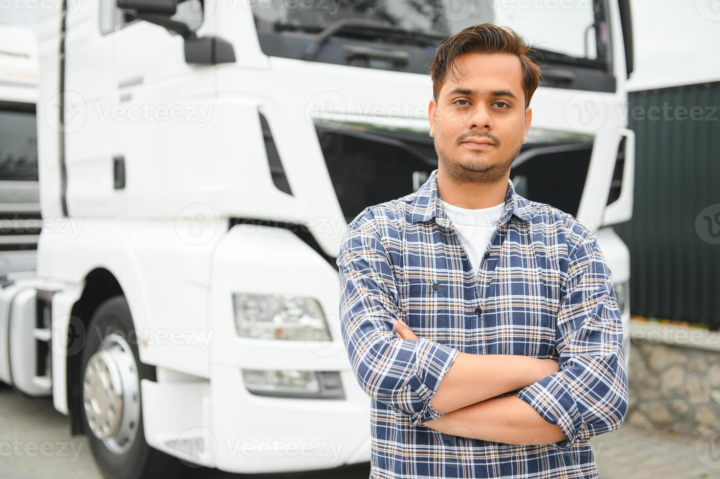 Portrait of a indian truck driver photo
