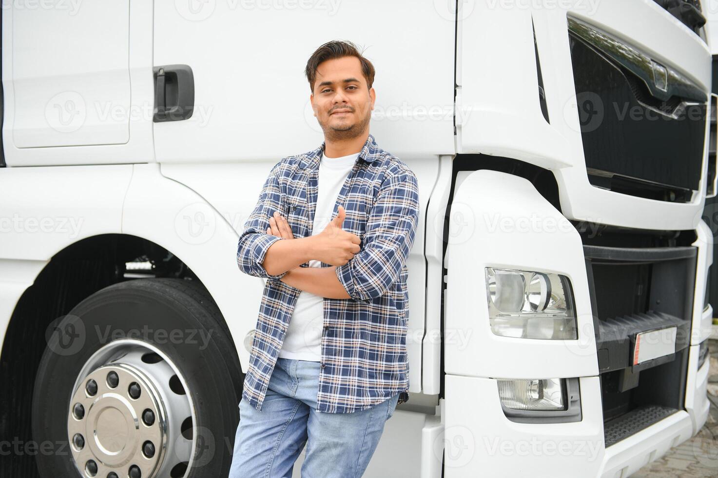 Portrait of a indian truck driver photo