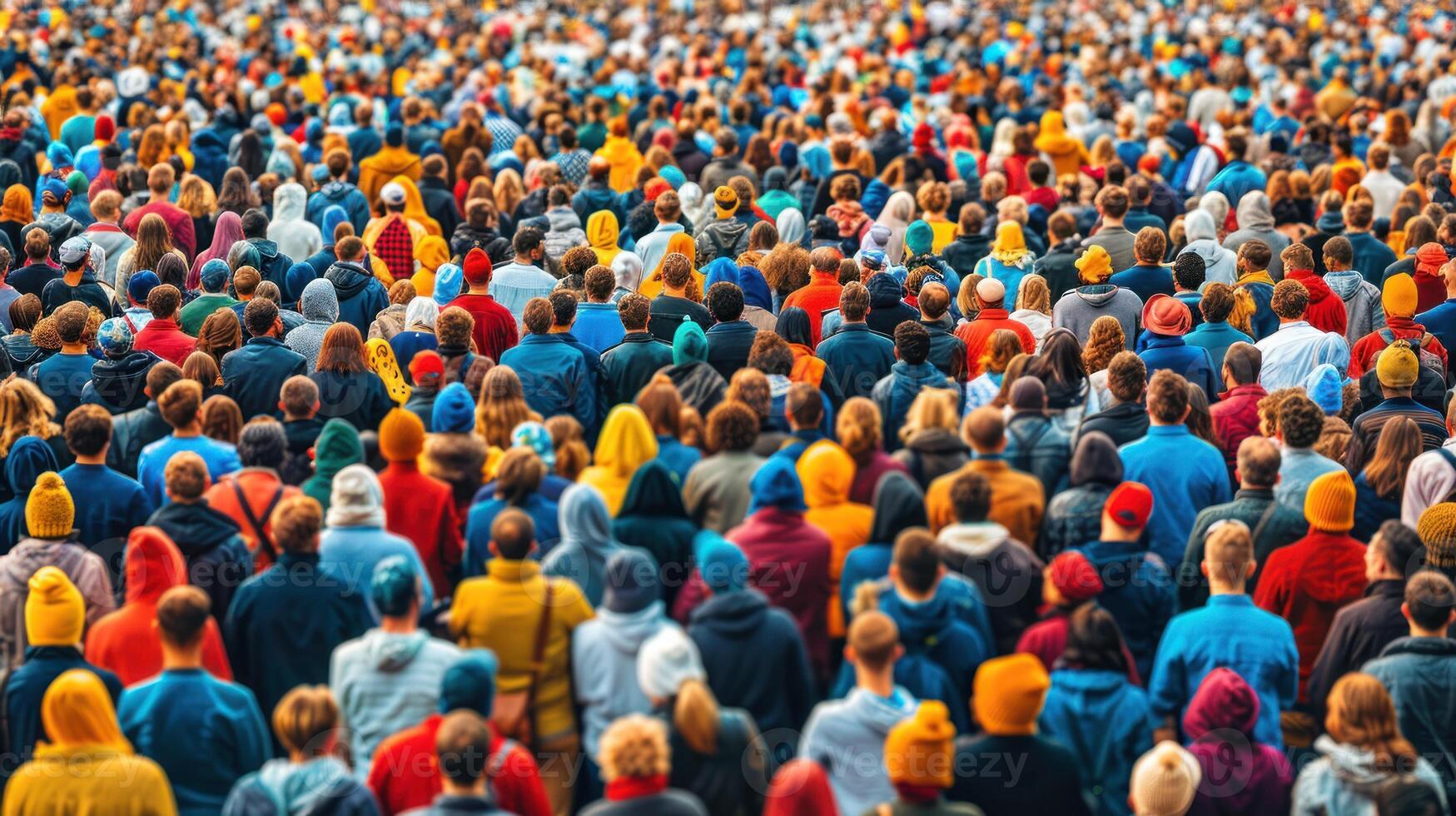 Numerous individuals standing close together in a crowded space photo