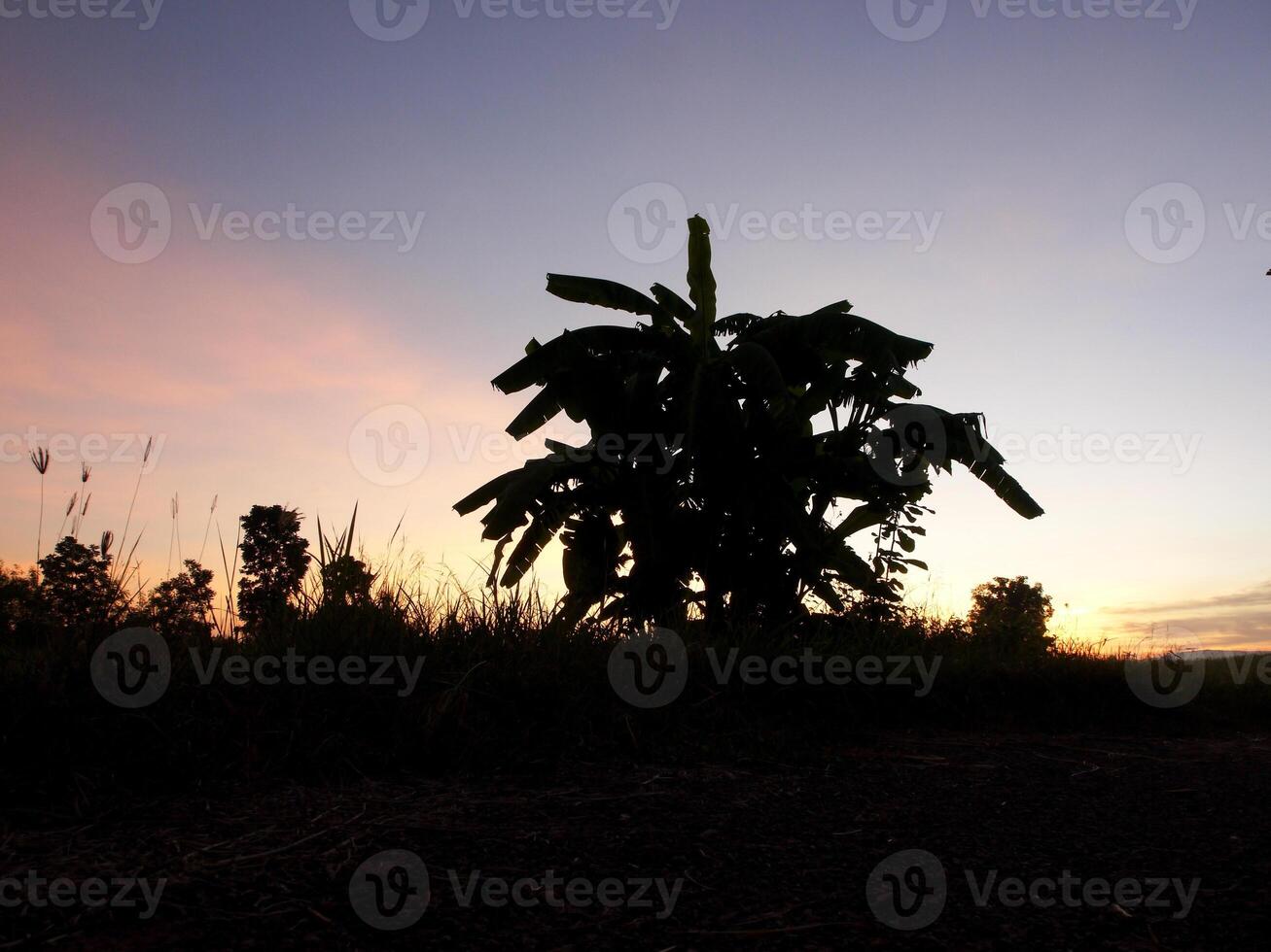 Spectacular sunset over, orange sun rising up over the horizon photo