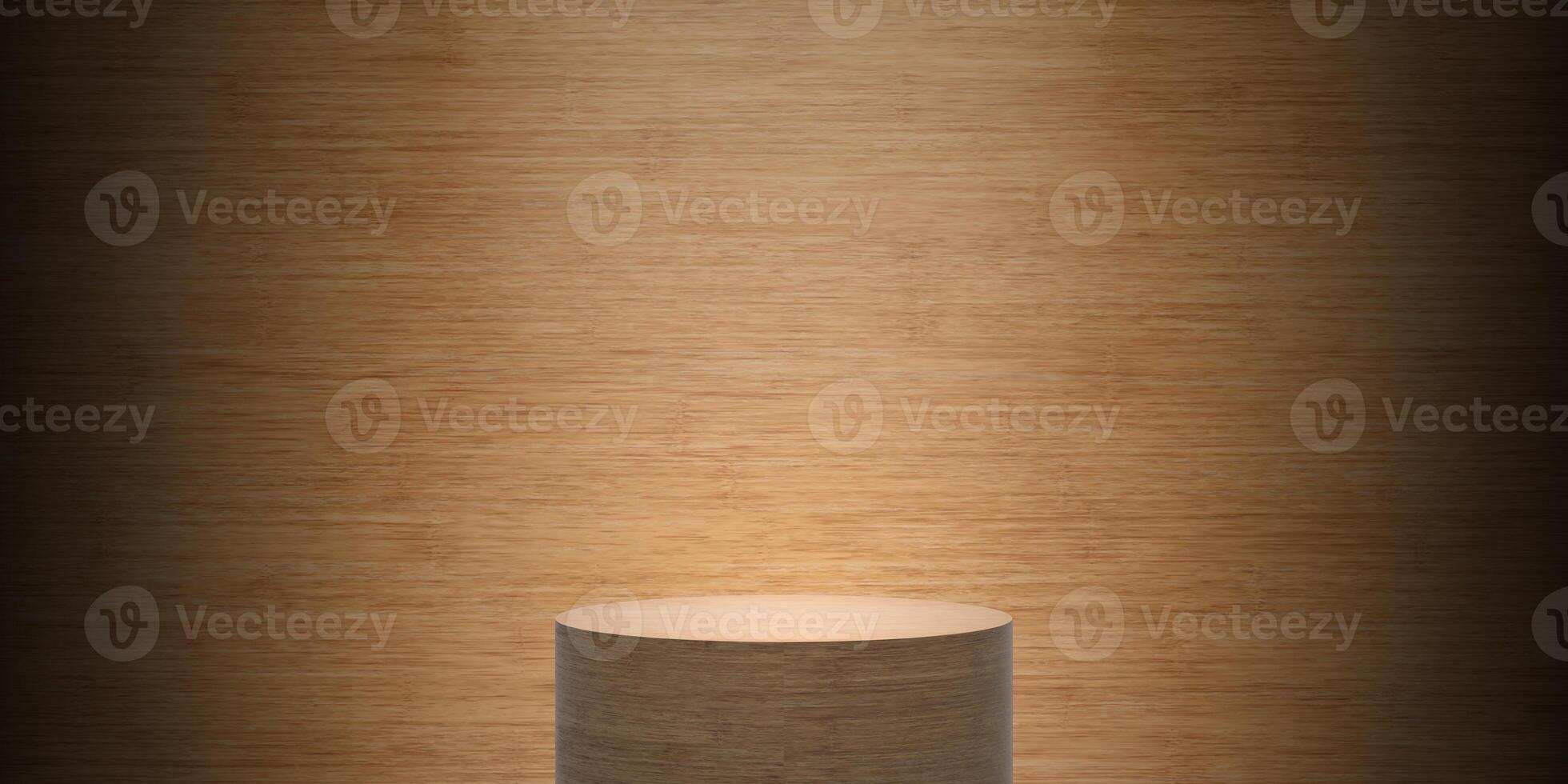 empty bamboo cylinder podium with bamboo background photo