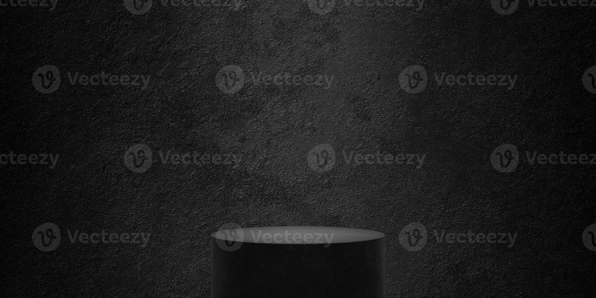 black empty cylinder podium with black background photo