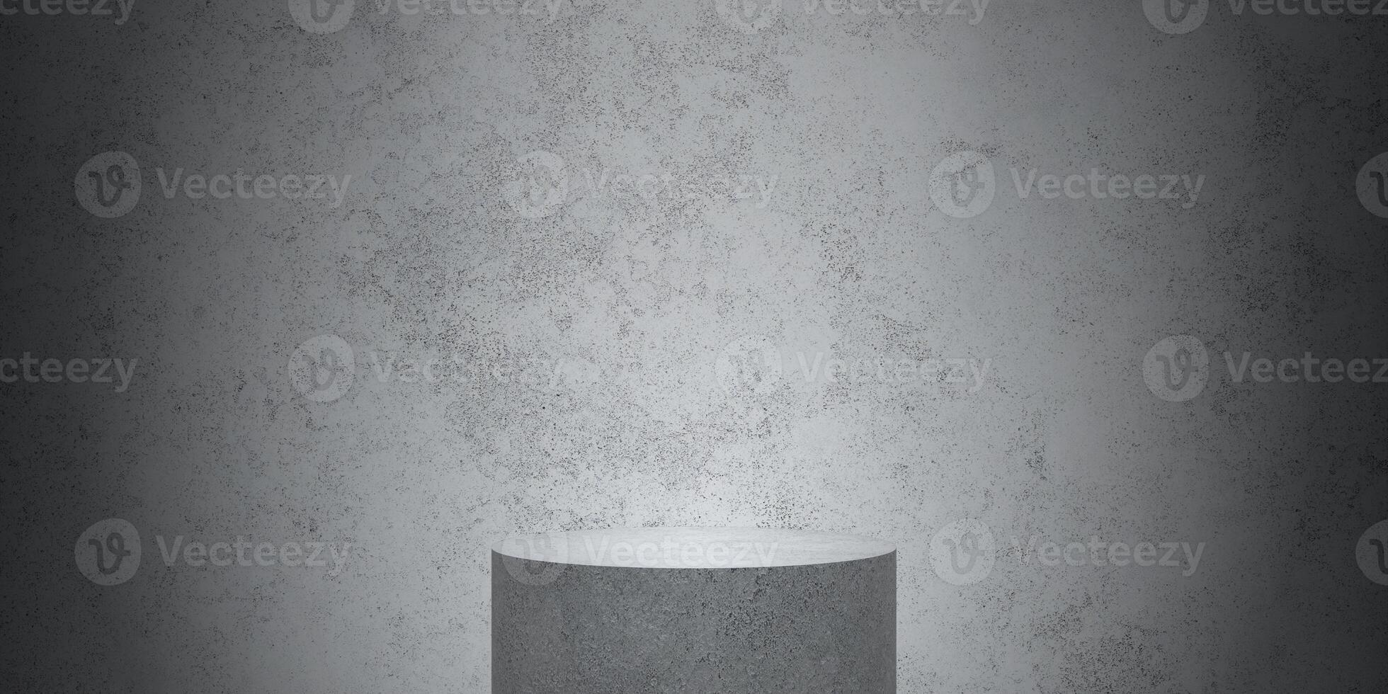 empty concrete cylinder podium with concrete background photo