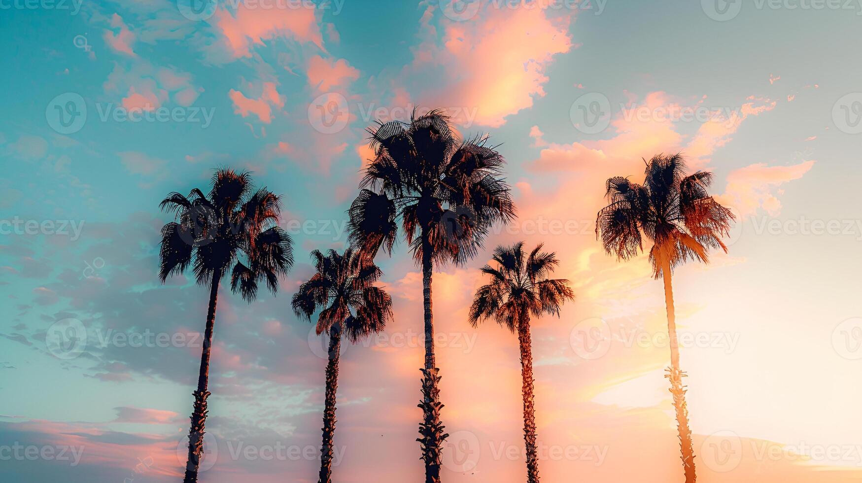 Palm trees at sunset photo