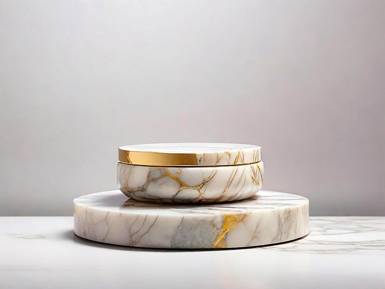 Marble podium display on white background for cosmetic 2 photo
