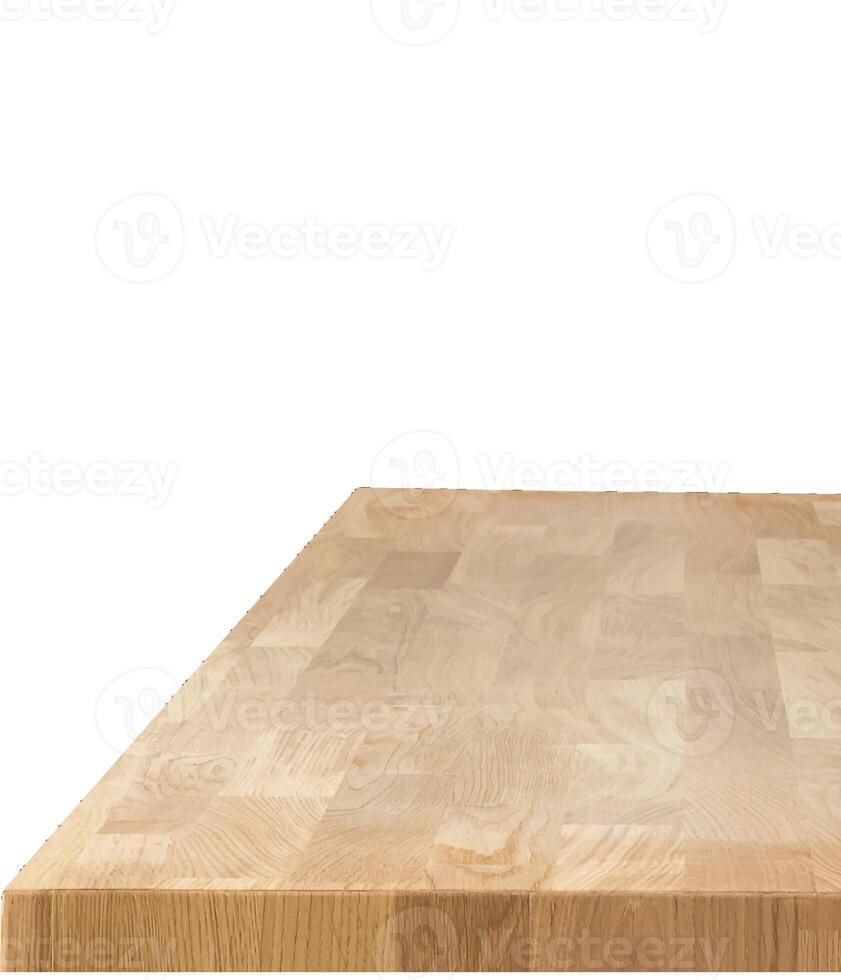 Wooden table top over white background photo