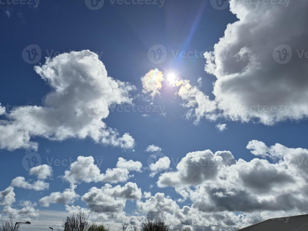 White fluffy clouds in the sky background. Cumulus clouds photo