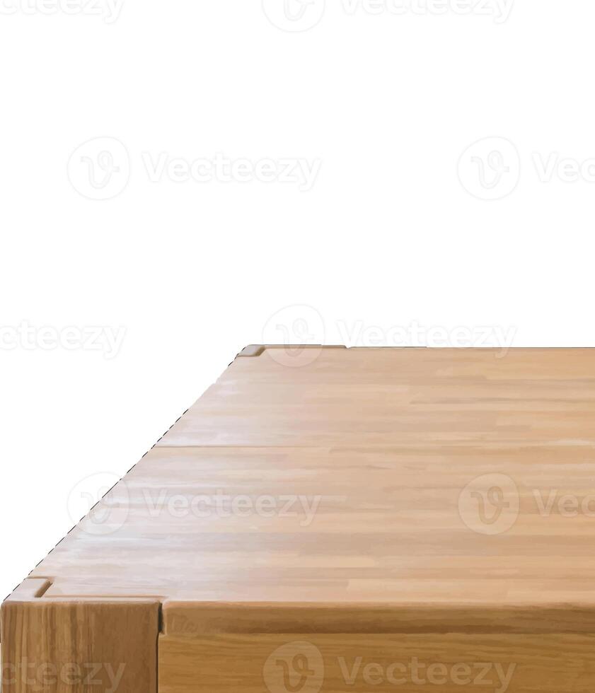 Wooden table top over white background photo