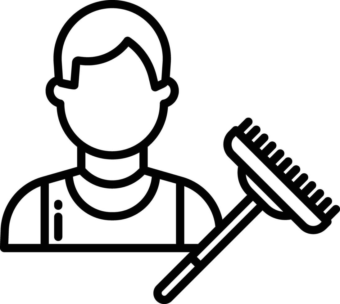 Cleaning Man outline illustration vector