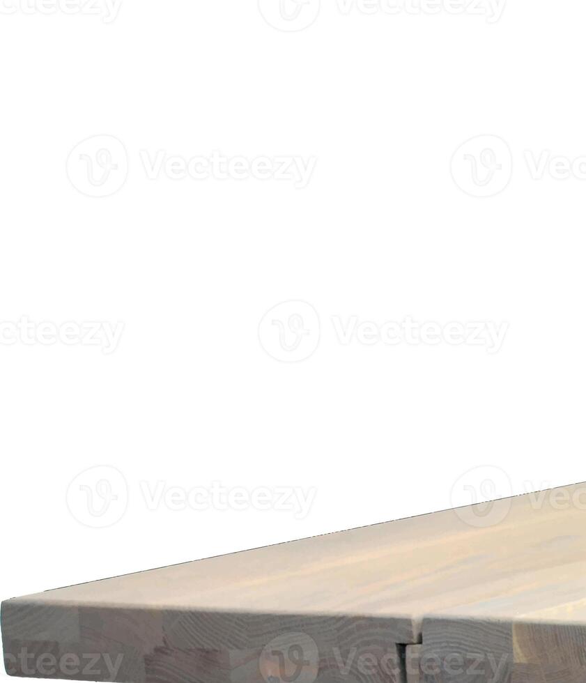 Wooden table top over white background photo