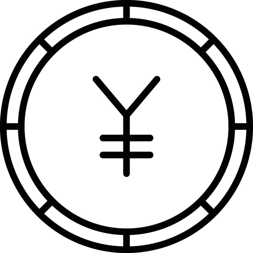 Yuan coin outline illustration vector
