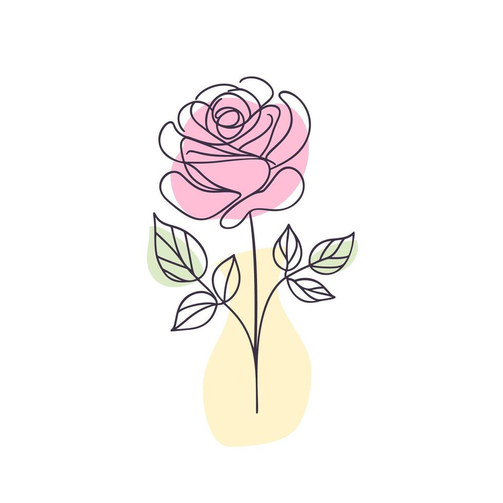 Rose. Continuous one line art drawing. Black lines on a white background. vector