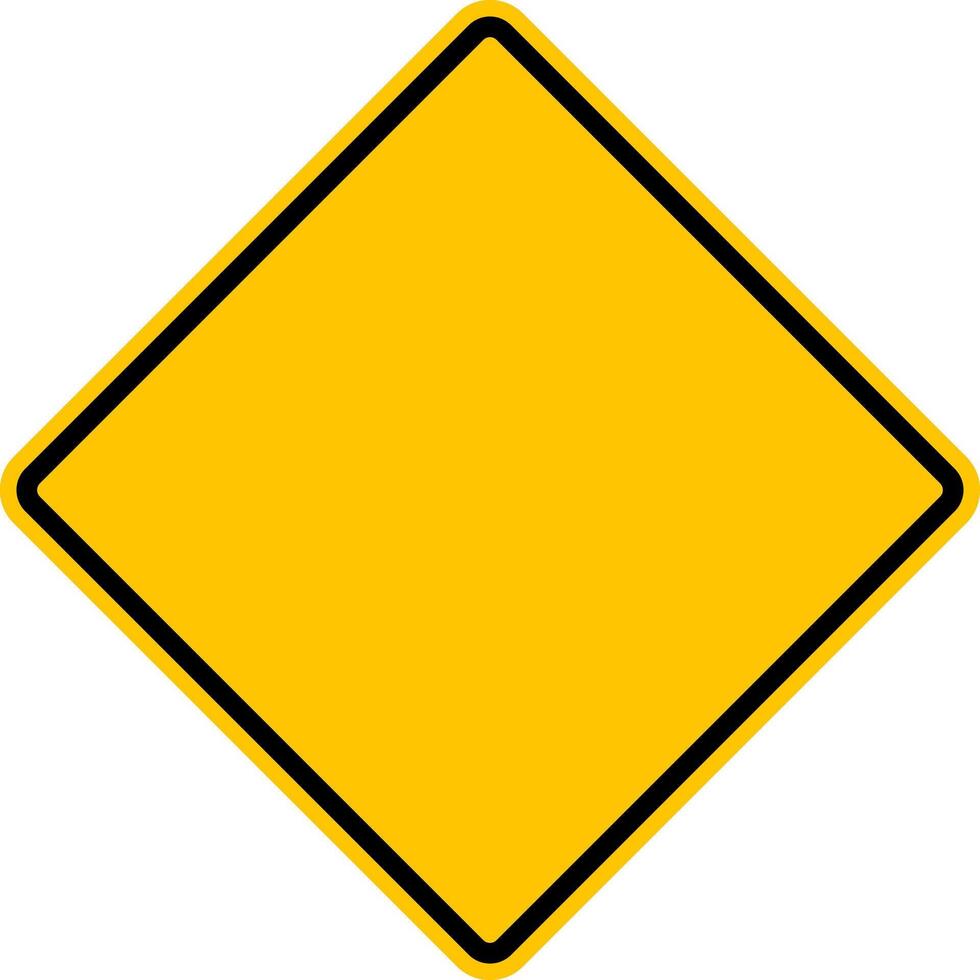 Warning sign yellow diamond road sign with empty space inside. Attention. Danger zone. Another danger. Rhomb road sign. vector