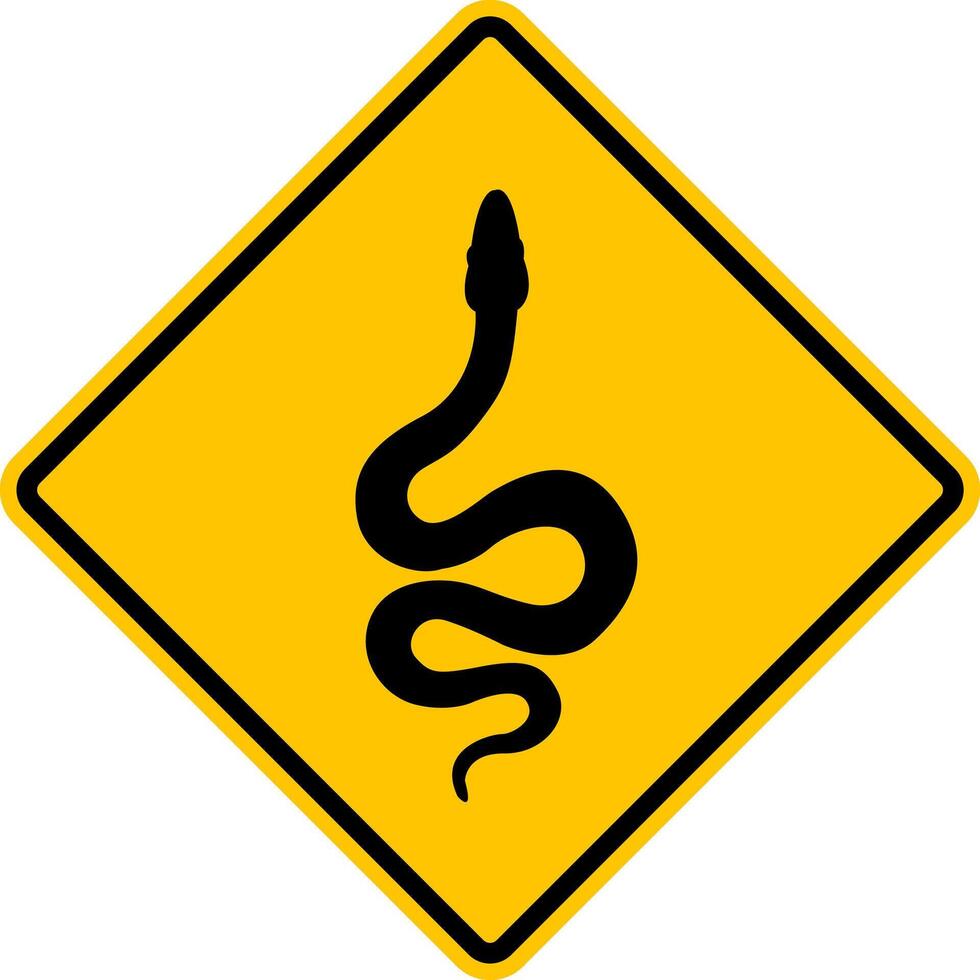 serpiente signo. serpiente advertencia signo. serpiente peligro signo. rombo la carretera signo. amarillo diamante la carretera firmar con un venenoso serpiente icono adentro. riesgo de serpiente morder. cuidadosamente serpiente. serpiente veneno. vector