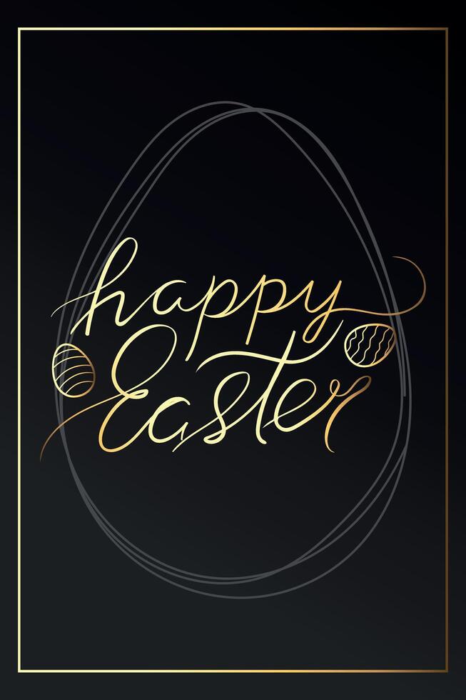 contento Pascua de Resurrección dorado caligrafía. decorado con Pascua de Resurrección huevos. ilustración vector