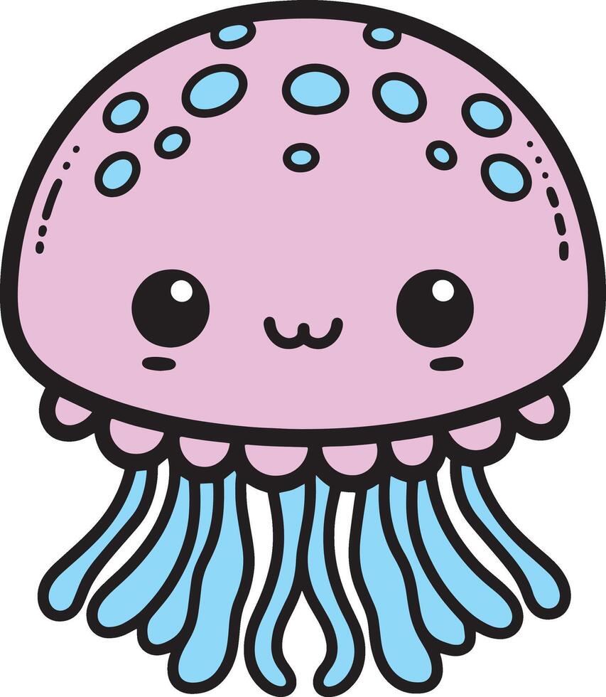 Jellyfish 2D cartoon character clipart for children's book vector