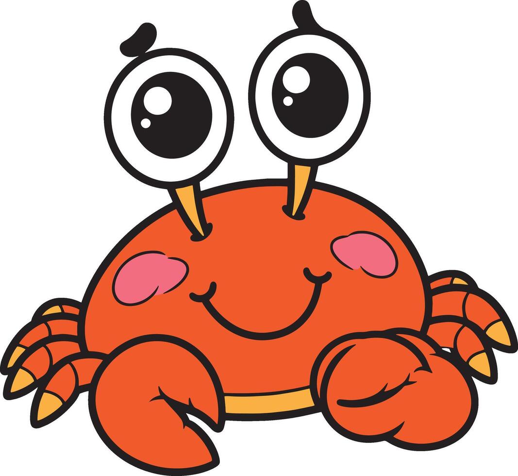 krab 2D cartoon character clipart for children's book vector