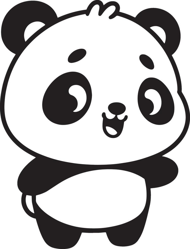 Panda 2D cartoon character clipart for children's book vector