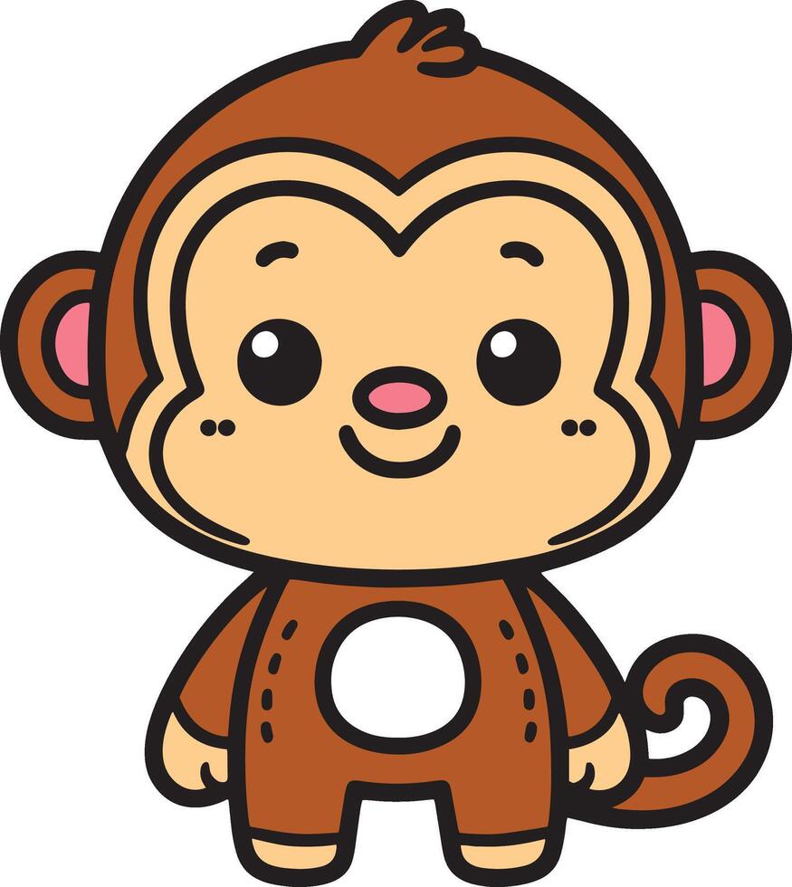 Monkey 2D cartoon character clipart for children's book vector