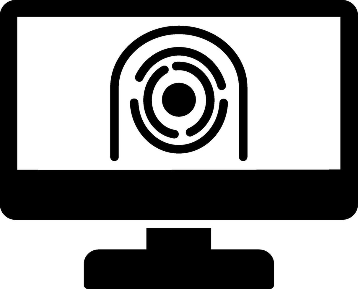 Security Computer Faceprint Glyph Icon vector