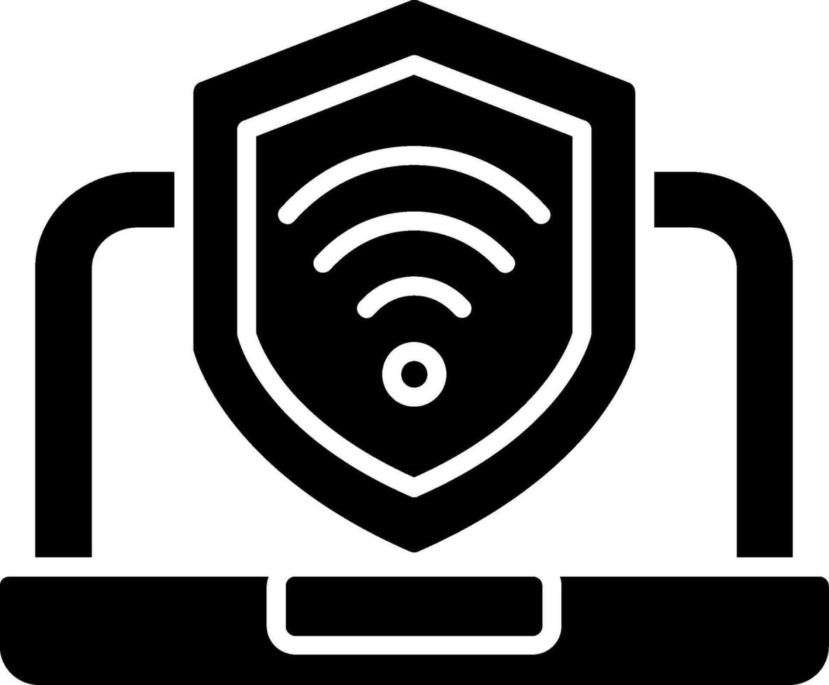Security Laptop Connect Glyph Icon vector