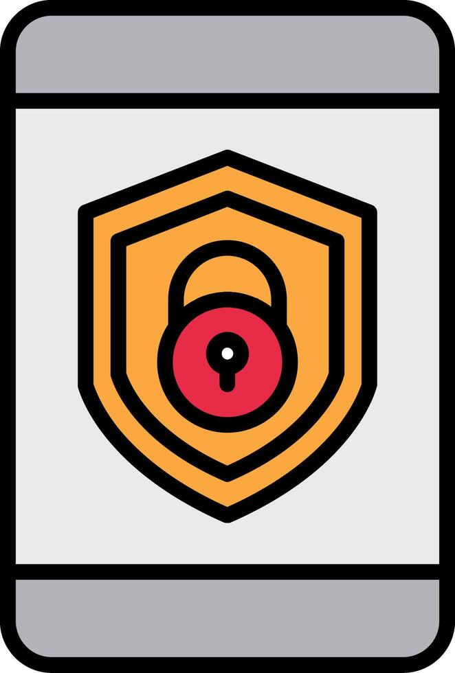 Security mobile Lock Line Filled Icon vector