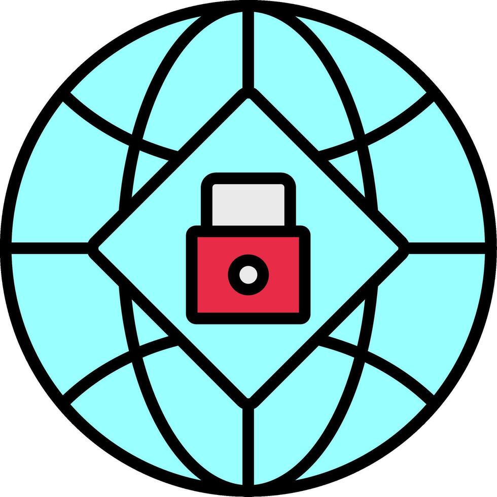 Global Security Line Filled Icon vector