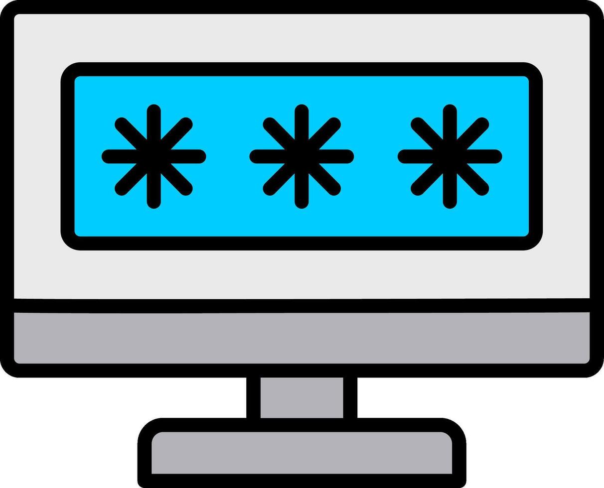 seguridad computadora contraseña línea lleno icono vector