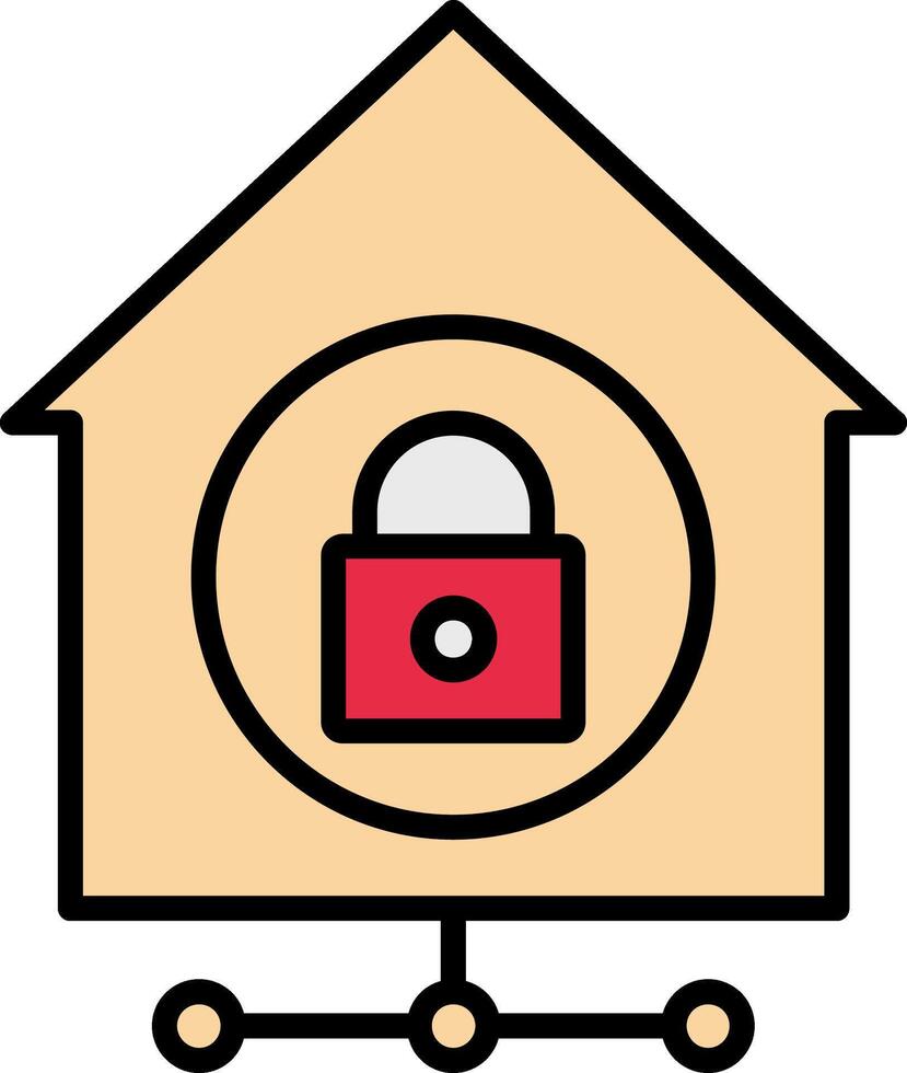 Home Network Security Line Filled Icon vector